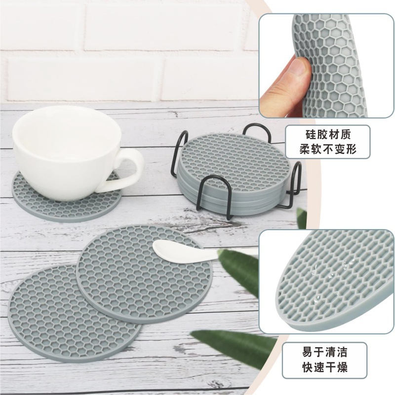 硅胶杯垫蜂窝食品级防滑餐垫耐高温防水隔热垫厂家批发|undefined