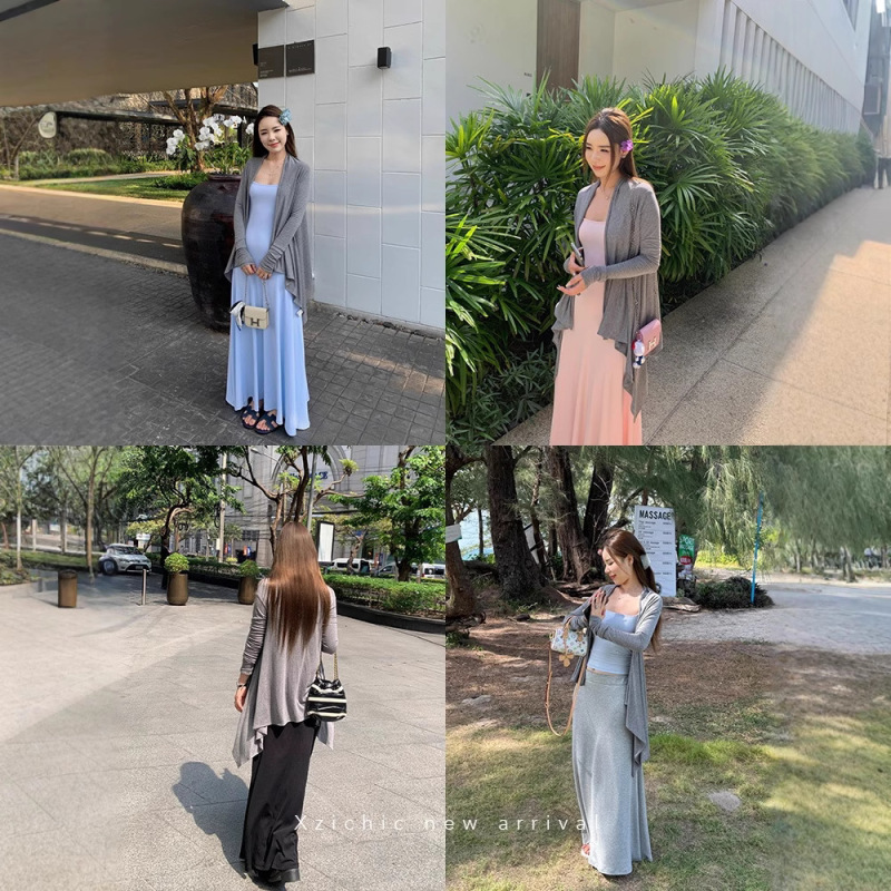 Xzichic RO风开衫2.0天丝羊毛下摆不规则披肩领针织衫女春夏防晒|undefined
