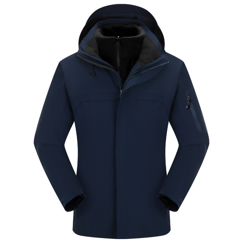 3 - en - 1 traje de asalto desmontable a prueba de viento dos piezas juego de ropa de trabajo de terciopelo casual capa de impresión LOGO para hombres