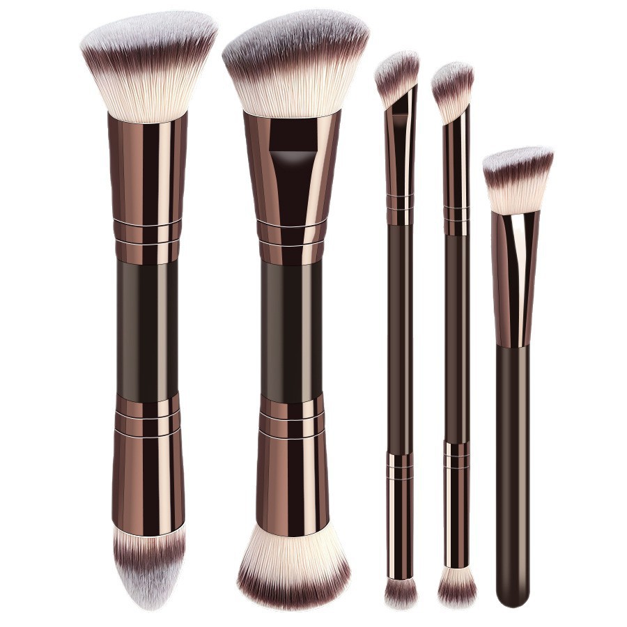 Juego de Brochas de Maquillaje de Doble Cabezal Plástico PS Maquillaje Facial para Maquillaje
