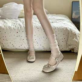 2025春夏季网纱堆堆袜薄款波点透明仙女袜子女蕾丝袜无弹力袜