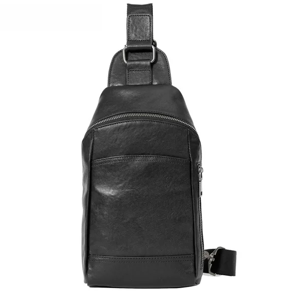 New Men's Genuine Leather Chest Bag Fashion Simple Business Top Layer Cowhide Crossbody Bag Large Capacity Satchel Factory Outlet