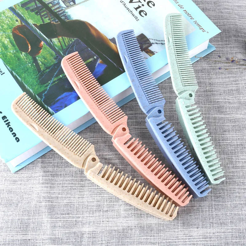 Small cute handheld travel plastic curly foldable brush for…