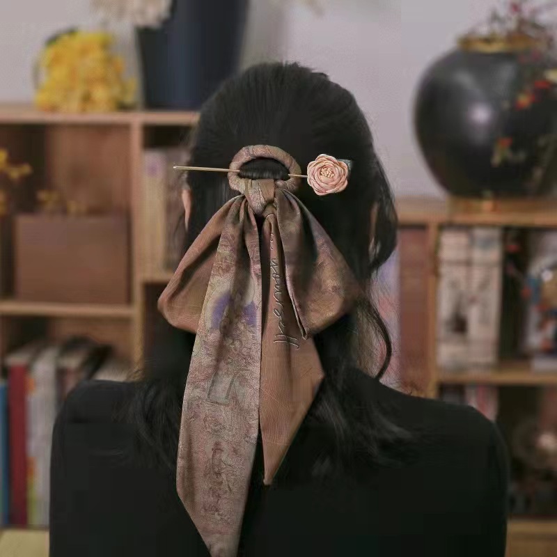 Retro perla correa de cabello pinzas de cabello para mujeres nuevo estilo chino simple pinzas de cabello de seda de alta calidad pinzas de cabello 2024 nuevos accesorios para el cabello