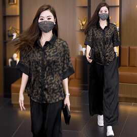 实拍夏装新款气质大码套装显瘦洋气胖妹妹宽松时尚两件套