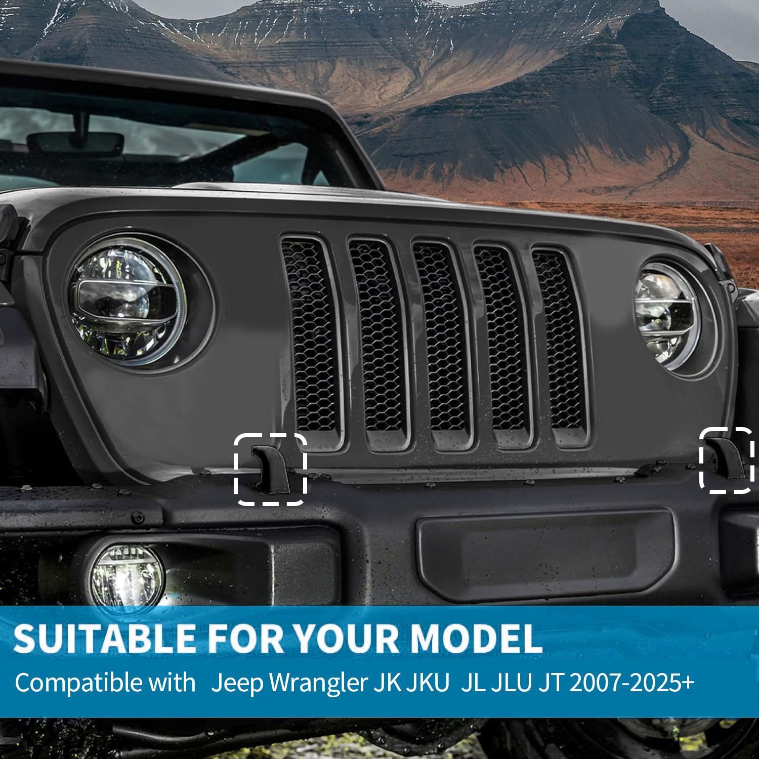 Suitable for 07-23 Models Jk Jl Jt Wrangler Front Bumper Tow Hook Cover, Tow Hook Protector, Tow Buffer Block