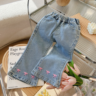 Girls' Spring and Autumn New Children's Jeans Washed Soft Jeans Casual Fashion Baby Fashion Outerwear Korean Version