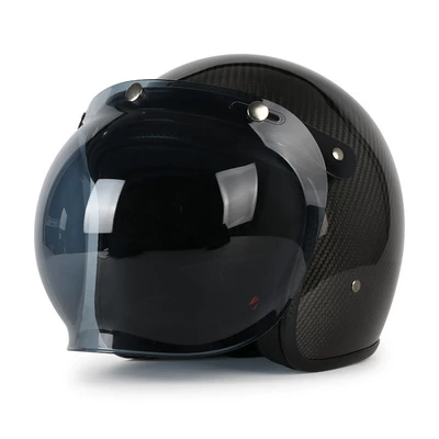 Men and Women, Motosiklet dəbilqələri - m-3k-carbon-fiber-bright-black-bubble-mirror-free-hat-brim-face-towel