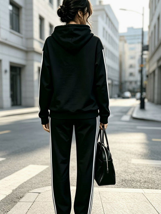 Women's New Casual Retro-style Print Hooded Sweatshirt And Casual Trousers Two-piece Set_ecoleips.com