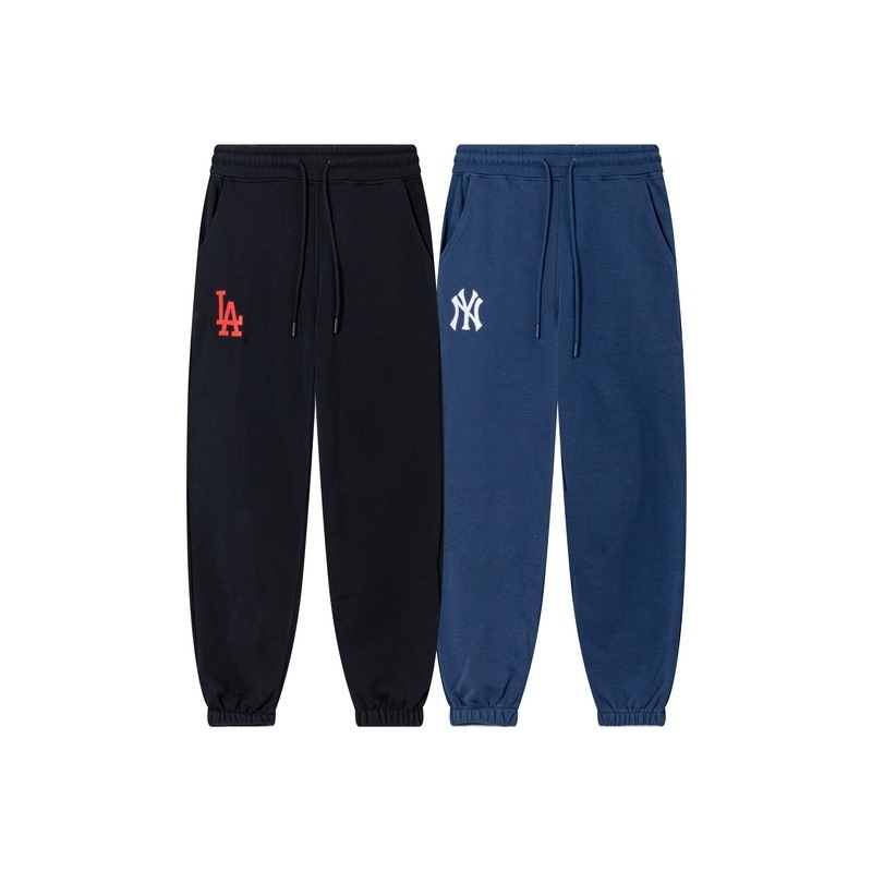 高品质MLB纯色抵掉炫潮小标刺绣情侣秋季新款宽松休闲小脚卫裤|undefined