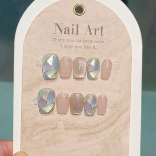 Nth Power Colorful Irregular Geometric Cat Eye Plaid Flash White Pure Handmade Wearable Nails High Quality Boutique Wholesale