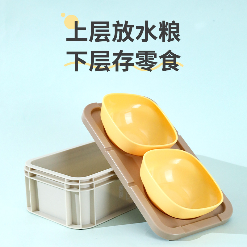 Hawo gato tazón doble tazón de alimentación agua potable protección cervical columna vertebral perro cuenca gato tazón integrado anti-knock suministros para mascotas