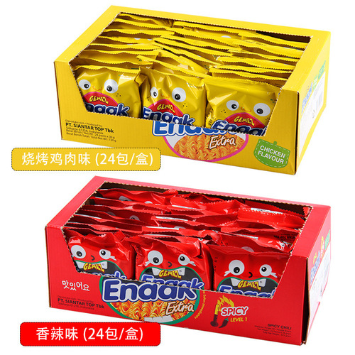 Indonesian Chicken Noodles Enaak 30g*24 Bags Whole Box Dry Noodles Chicken Noodles Crispy Noodles Imported Snacks