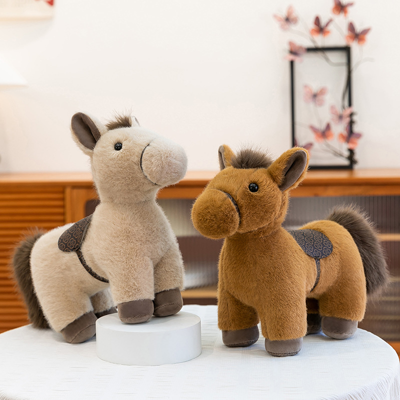New Year of the Horse Mascot, Simulated Zodiac Pony Doll, Saddle Plush Toy, War Horse, New Year Gift Wholesale