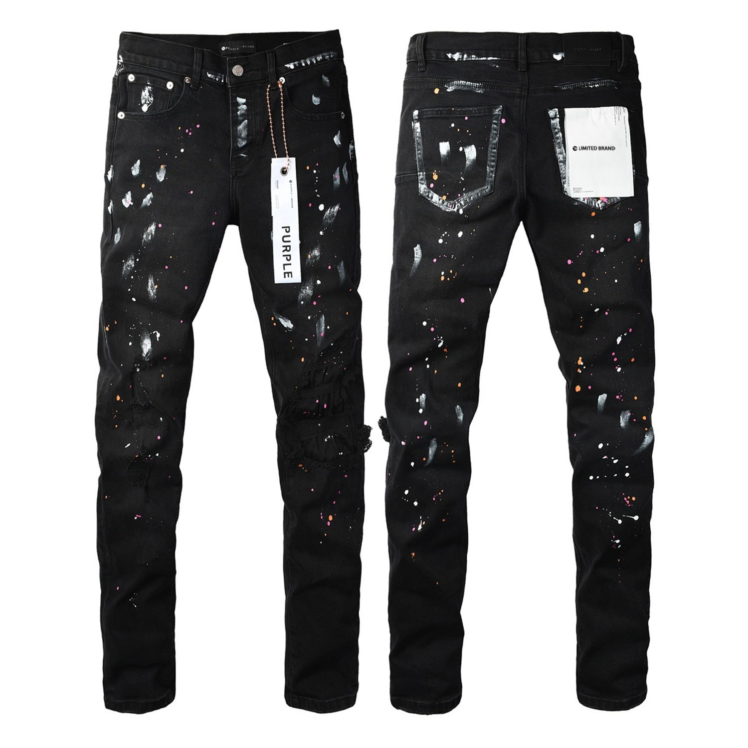 Purple Brand P001 Jeans Paint Splatter Black