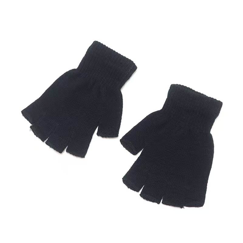 factory wholesale keep warm pure color knitted half finger gloves open finger computer learning student men and women cold-proof touch screen