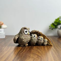 越境創意フクロウのお母さんと子供の樹脂の置物の室内の酒場のホールの装飾品の家庭の小さい置物