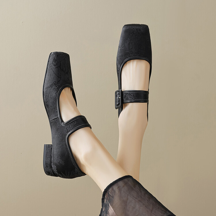 CHIKO Nola Square Toe Block Heels Mary Jane Shoes