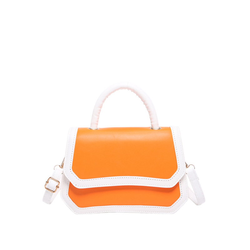 2024 otoño nueva línea de moda para mujer bolso cuadrado pequeño portátil color de contraste costura estilo occidental estilo occidental bolso de mensajero de un solo hombro
