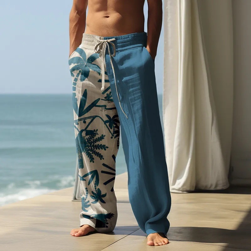 2025 Spring and Autumn Men's Casual Beach Pants Wide Leg Pants Hawaiian Style 3D Printed Casual Wide Leg Pants 2025 Spring and Autumn Men's Casual Beach Pants Wide Leg Pants Hawaiian Style 3D Printed Casual Wide Leg Pants