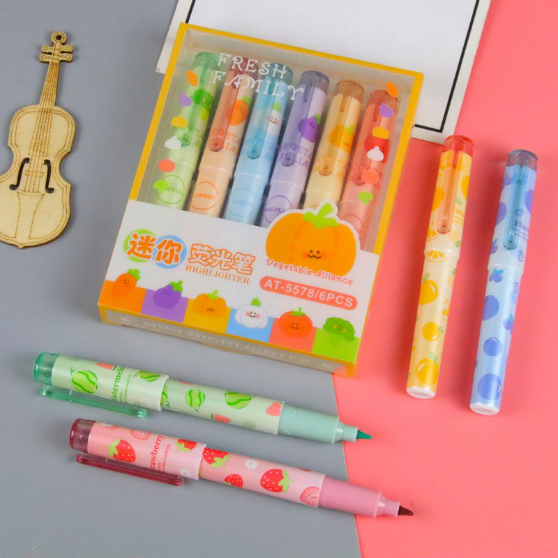 Mini resaltador de bolsillo creativo, resaltador portátil de protección ocular de cabeza suave, resaltador de conocimiento para estudiantes