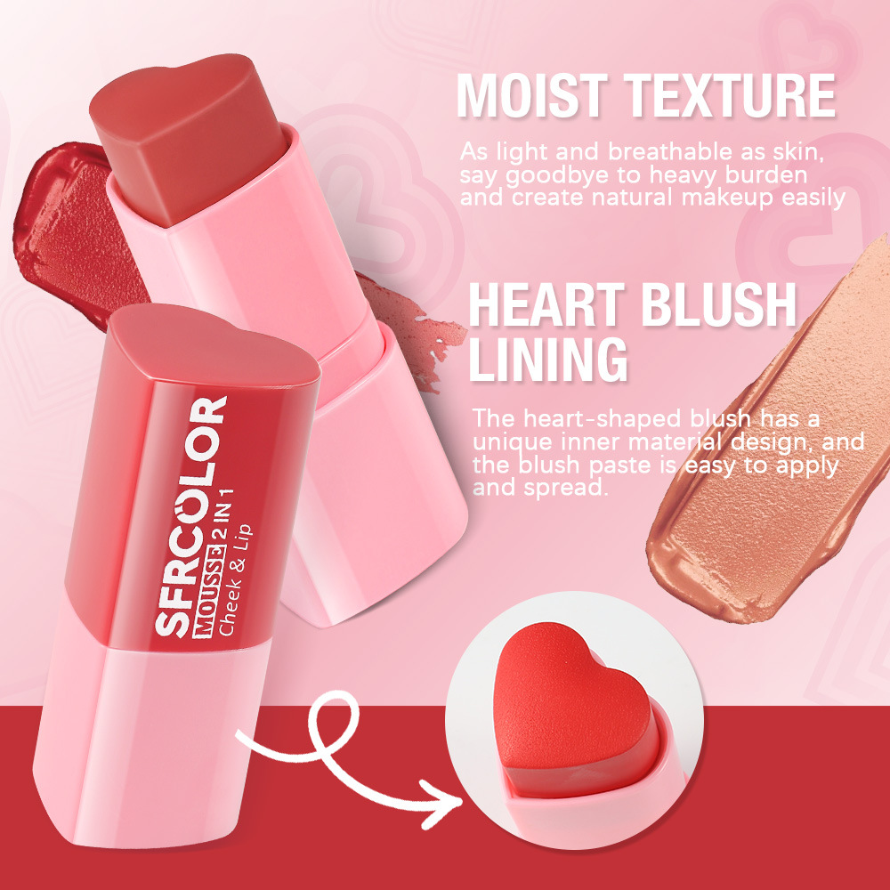 s.f.r color transfronterizo para maquillaje de color universal de color natural en forma de corazón lipstick blush ruby image 2