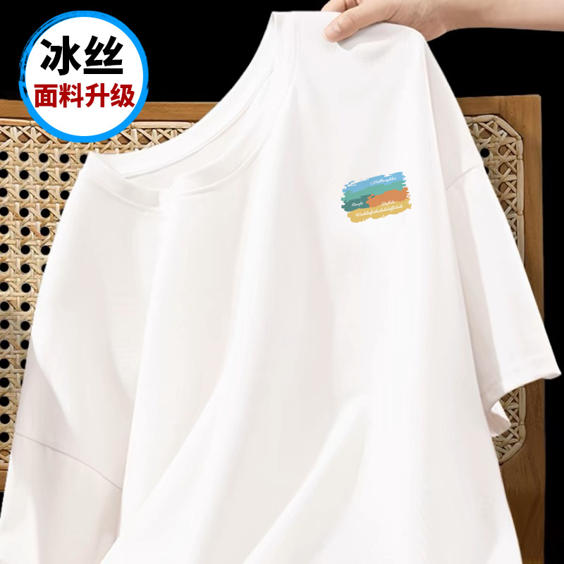 2024 Hong Kong viento de hielo negro verano camiseta de cuello redondo de hombre impresión casual camiseta retro pareja