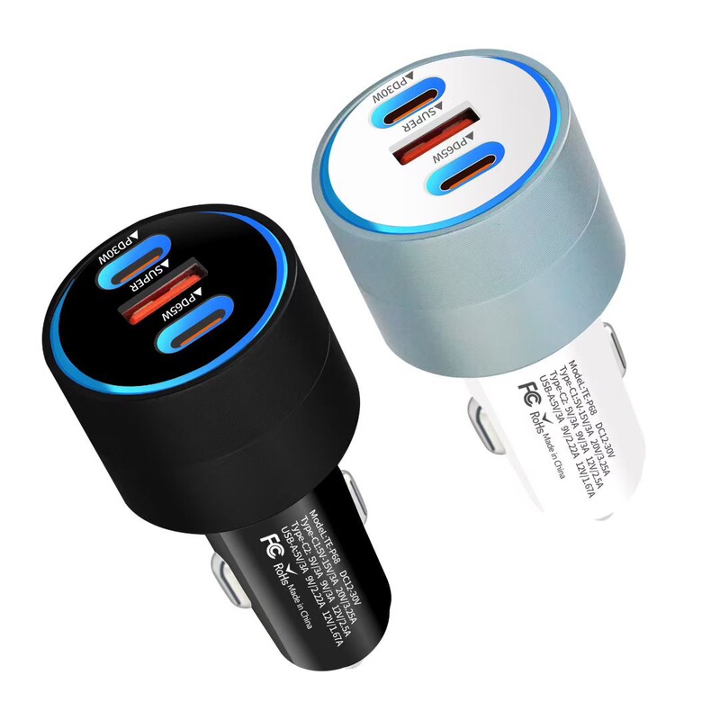 Cross-Border 125W Car Mobile Phone Charger Dual Pd+Usb Fast Charging Car Mobile Phone Notebook Universal Fast Charging Head