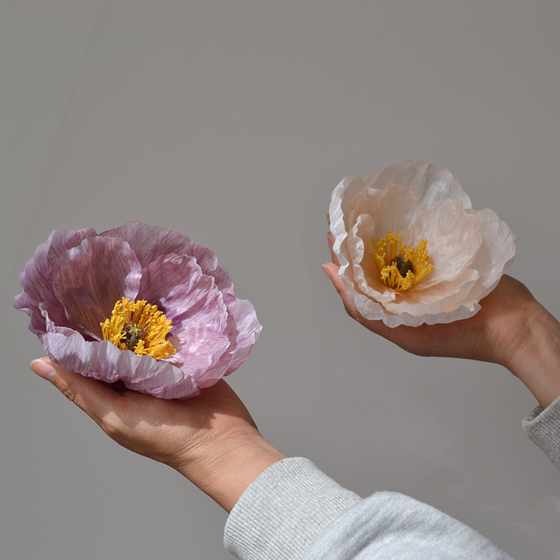 Artificial flower silk flower poppy flower big flower head 14cm Yu Meiren creative handmade DIY photography window background wall