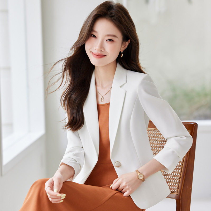 White Suit Jacket for Women 2025 New Autum Small Suit Dress Two-Piece Fashion Casual Suit