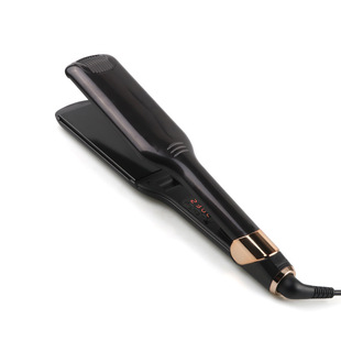 Customized Cross-Border Wide Version Hair Straightener Digital Display Temperature-Adjustable Electric Splint Straightening Household Curling and Straightening Dual-Use Styling Manufacturer Supply