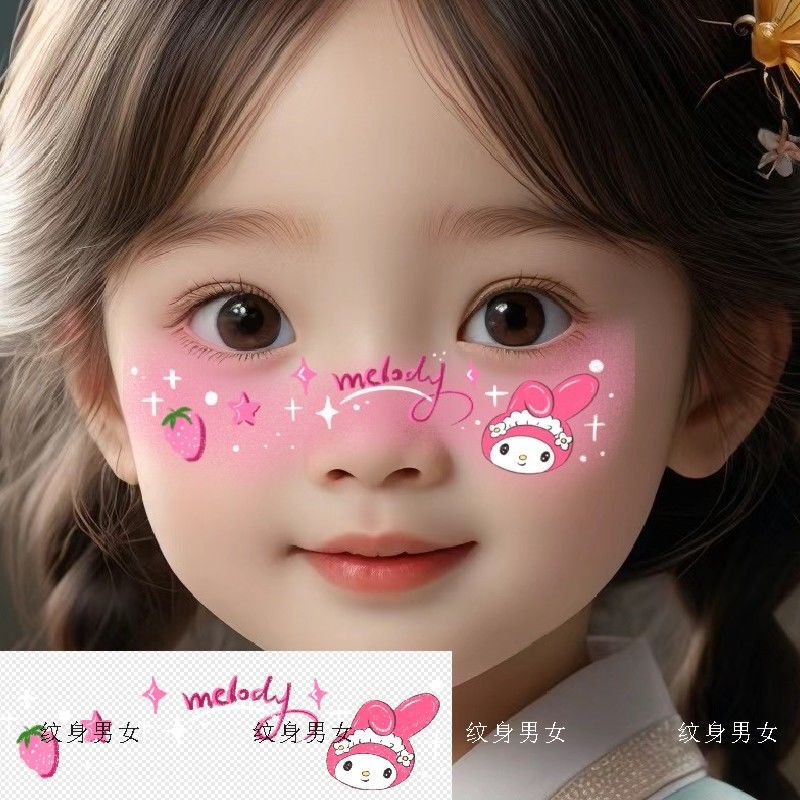 Cartoon Kulomi Rabbit Face Makeup Tattoo Sticker Sun Flower Cute Tattoo Sticker cos Games Girl Performance