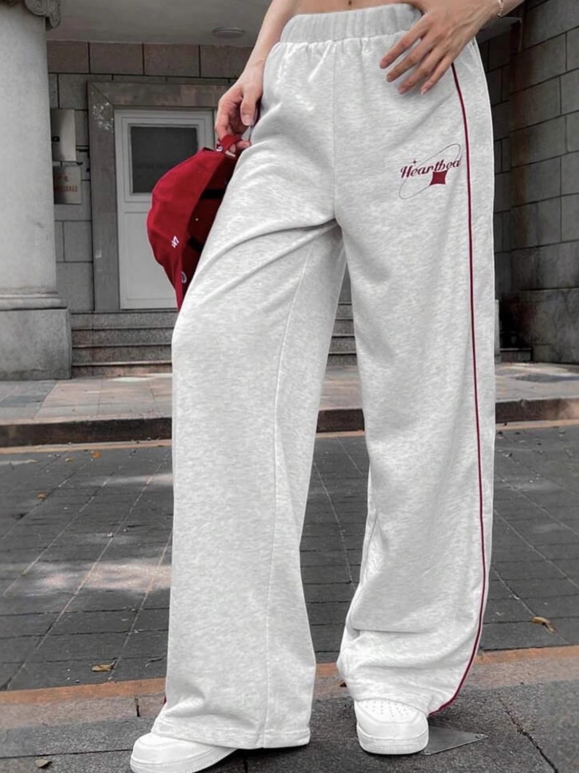 Cross-border americano callejera de piernas anchas pantalones deportivos casuales a rayas mujeres otoño y invierno universal suelto delgado de cintura alta pantalones rectos image 3