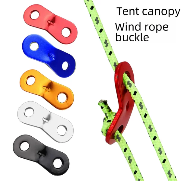 In stock outdoor double-eye aluminum alloy umbrella rope buckle tent canopy drawstring accessories wind rope buckle fixed buckle wholesale delivery
