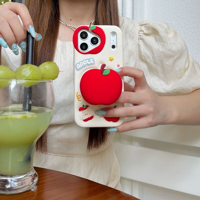 Red Apple Mirror Stand Case for iPhone 16, Compatible with iPhone 15, 17/18 Pro Max, Anti-Drop Phone Case for iPhone 13