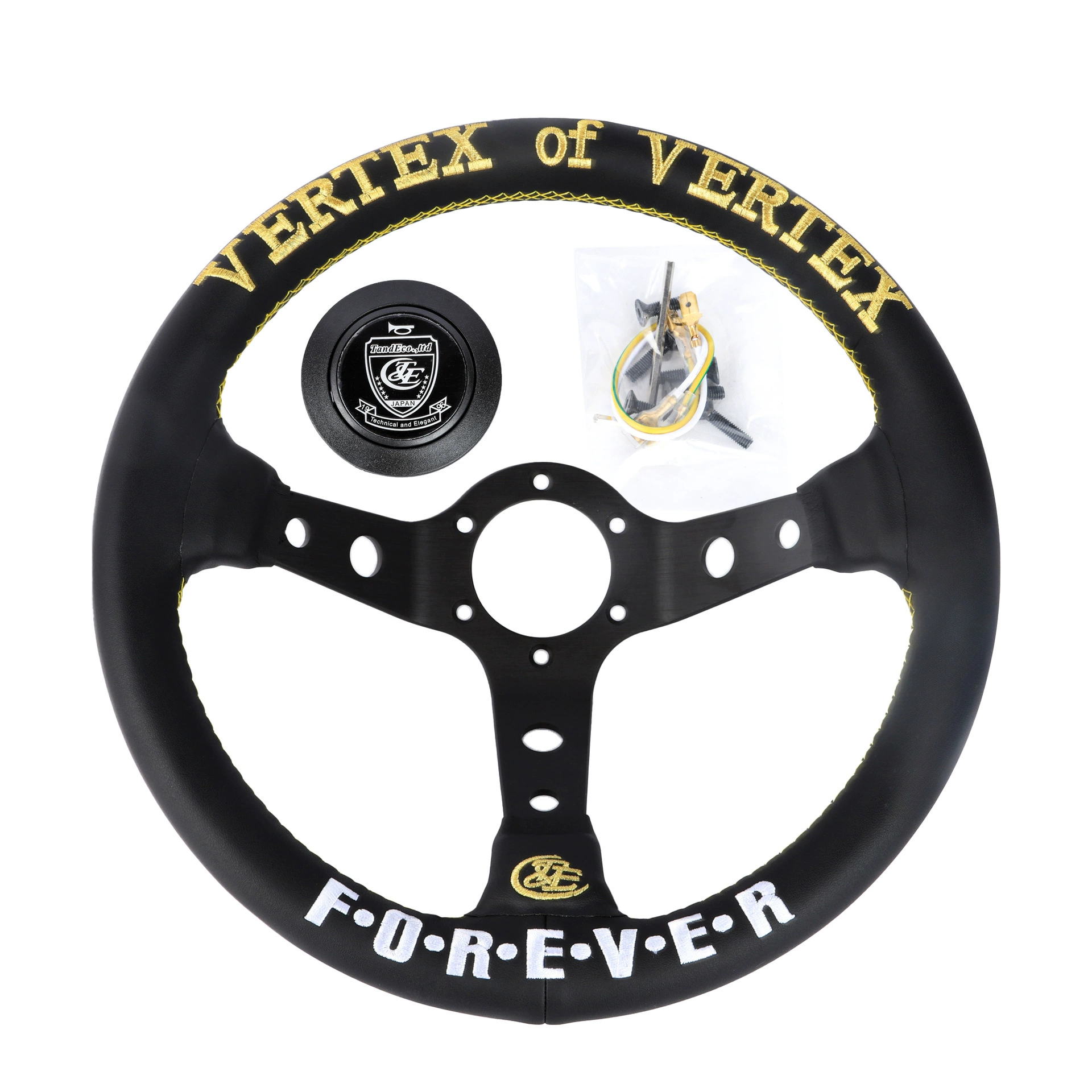 Автомобильный модифицированный руль 13inch с вышивкой желто-белых персонажей, контроллер рулевого колеса, гоночный кожаный руль