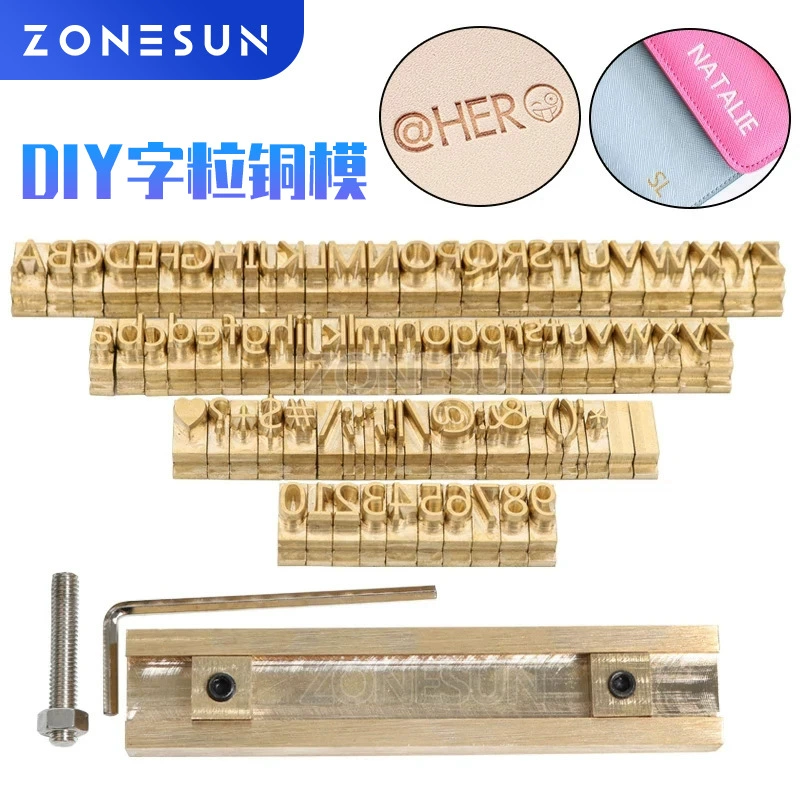 ZONESUN подвижный тип Т-образная медная форма с буквами комбинация кожаные изделия с Т-образным пазом горячее прессование бронзирование DIY Настройка дизайна