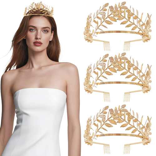 Kashiterong New Style Plastic Leaves Crown Fashion Bridal Headband European Baroque Maid of Honor Party Headwear Accessory