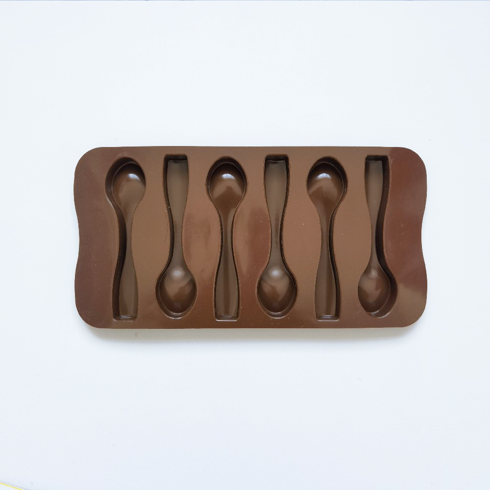 6 con cuchara de chocolate 358 molde de silicona de chocolate cubitos de hielo de bricolaje molde para hornear galletas de pudín de caramelo