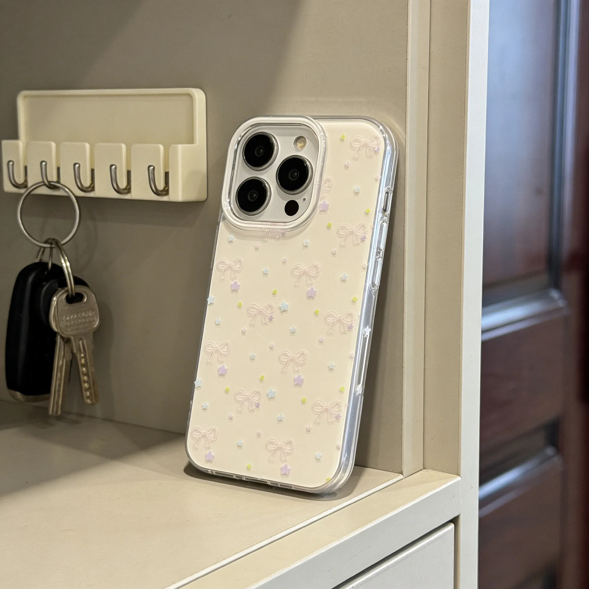 Apple Mobile Phone Protective Case Iphone16 Appearance Soft Shell Cute Girl Bow Transparent Suitable for 15Promax