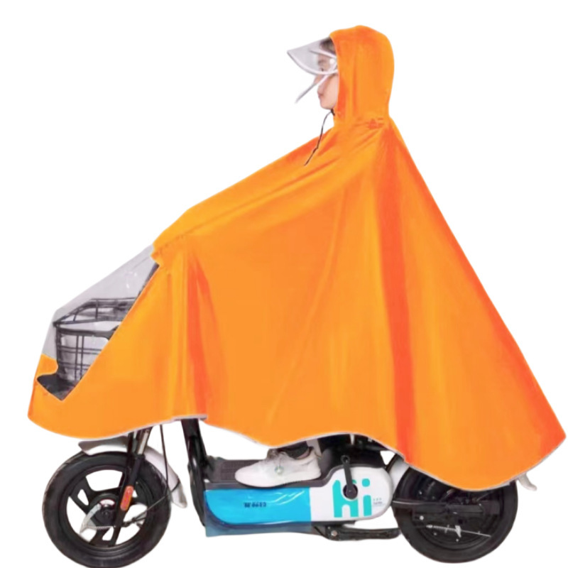 Raincoat Electric Vehicle Rainproof Poncho Single Male and Female Adult Thickeneded Double Brim Face Protection Cycling Rain Gear