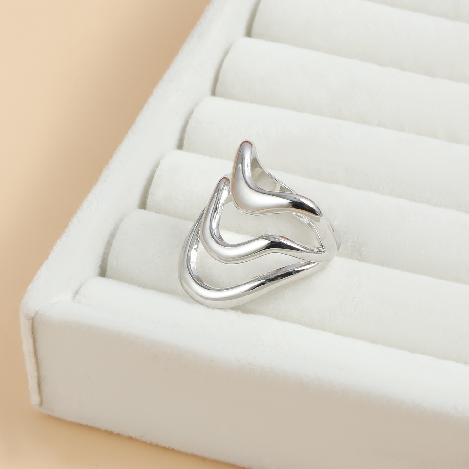 Alloy Material 1 Piece Elegant Streetwear Geometric Heart Shape Alloy Plating Unisex Open Rings Rings
