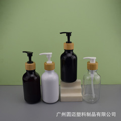 Direct sales 300ml 500ml shampoo and conditioner packaging bottle with bamboo texture pump head 