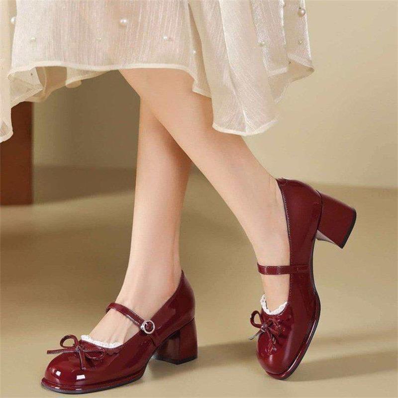 Zapatos de mujer de estilo francés de primavera y verano de 2026 nuevos zapatos de arco grueso con talón de boca superficial para mujeres