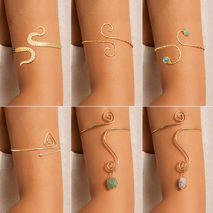 Cross-border hip-hop wind-wound threaded gravel open-ended arm bracelet Arm chain personality ethnic snake bracelet