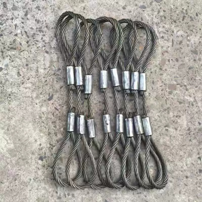 压制钢丝绳吊索具双扣起重吊绳压扣压铝套拖车绳行吊车专用钢丝绳