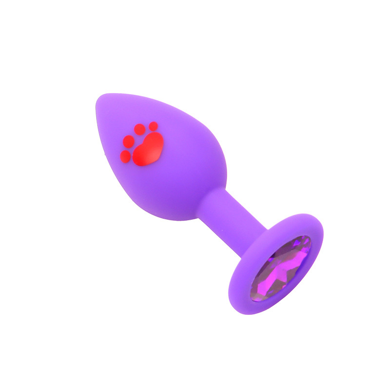 Cat Paw Silicone Anal Plug with Rhinestones, Pink Beginner-Friendly Training Toy — detail image 9
