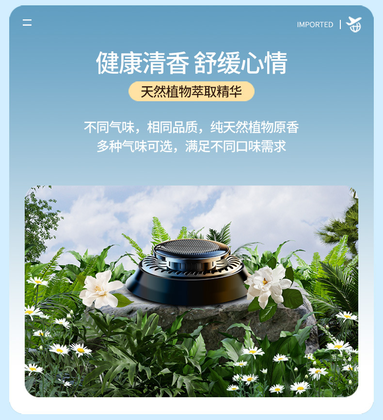 Solar-Powered Rotating Car Air Freshener, Car Perfume Ufo Ornament, Long-Lasting Light Fragrance Solid Fragrance Batch for In-Car Use
