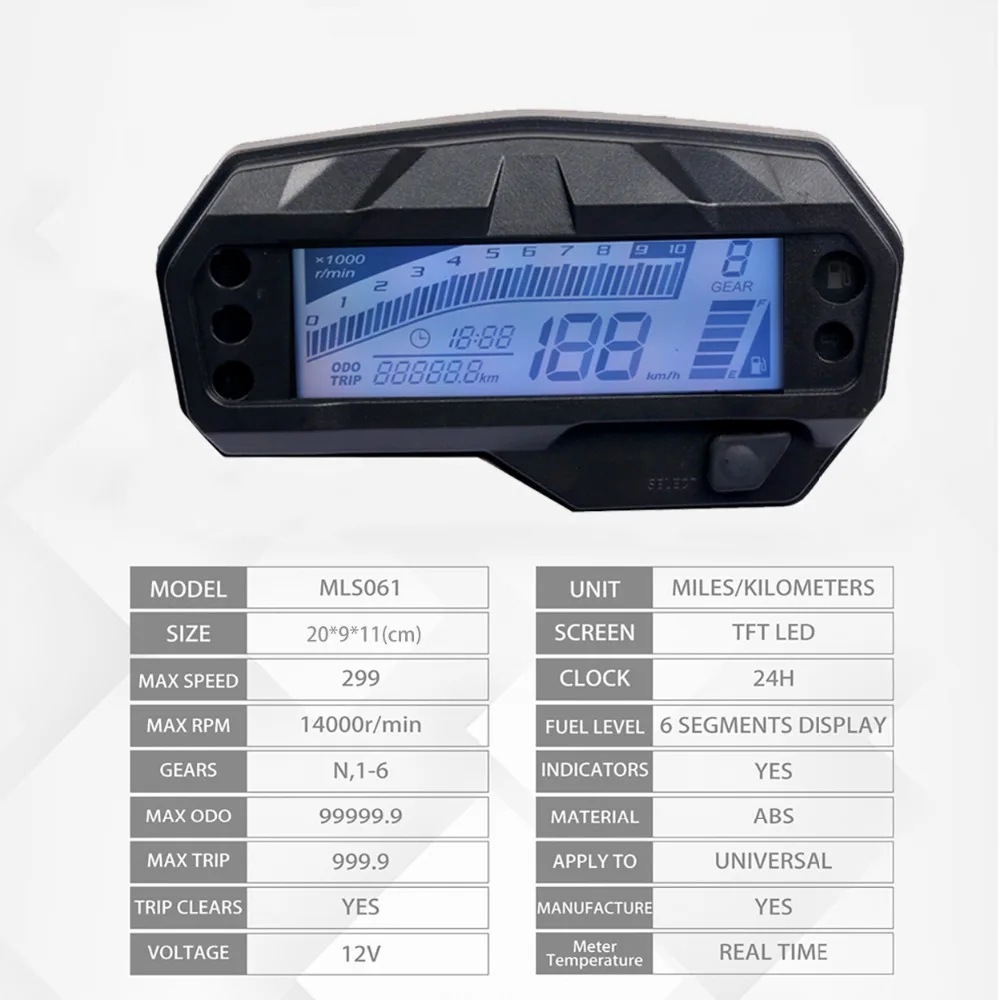 Cross-Border Hot-Selling Motorcycle Led Lcd Instrument Suitable for Yamaha Fz-16 Speed Table Digital Instrument Assembly