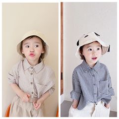 2024 Children's Spring Collection New Kids' Spring Outfits Korean Style Small Check Long-Sleeve Shirt for Girls 21083